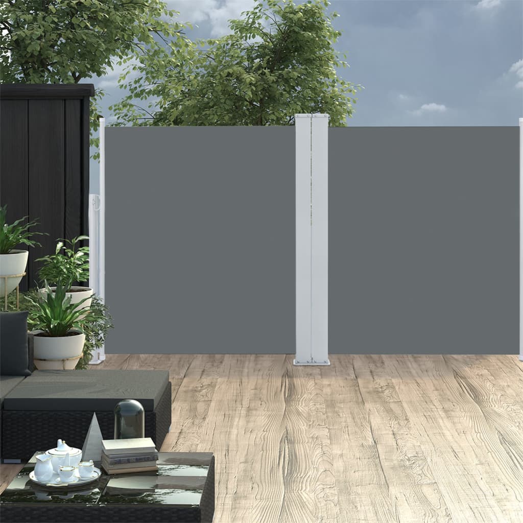 Zaťahovacia dvojitá bočná markíza na terasu 170x600cm, antracit
