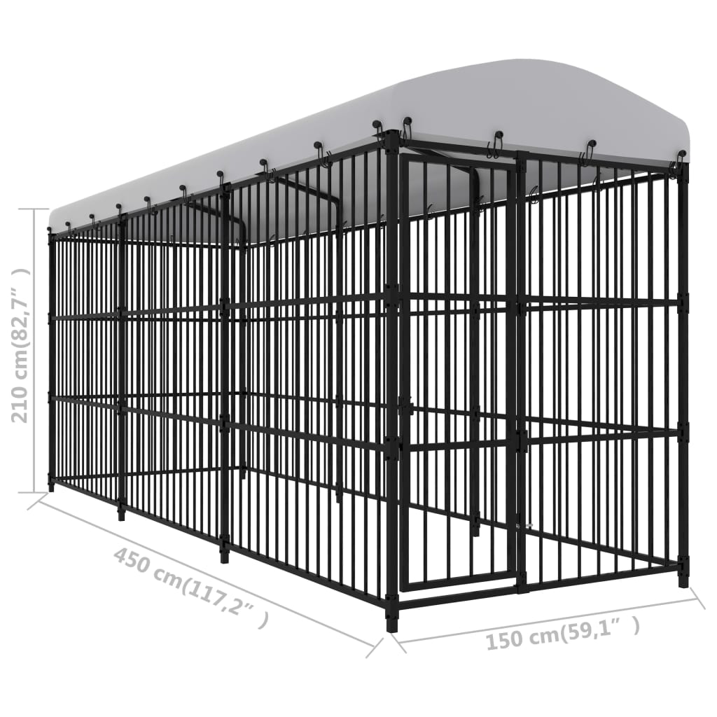 Vonkajšia voliéra pre psov so strechou 450x150x210 cm