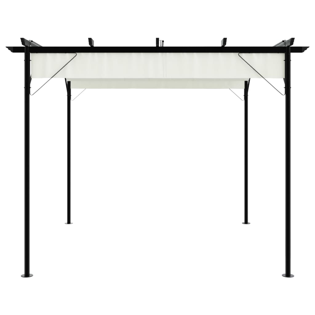 Pergola so zaťahovacou strechou krémovo-biela 3x3 m oceľová