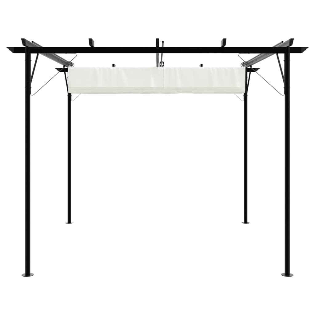 Pergola so zaťahovacou strechou krémovo-biela 3x3 m oceľová