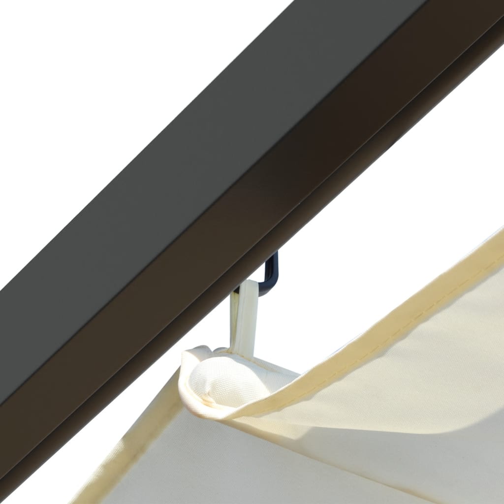 Pergola so zaťahovacou strechou krémovo-biela 3x3 m oceľová