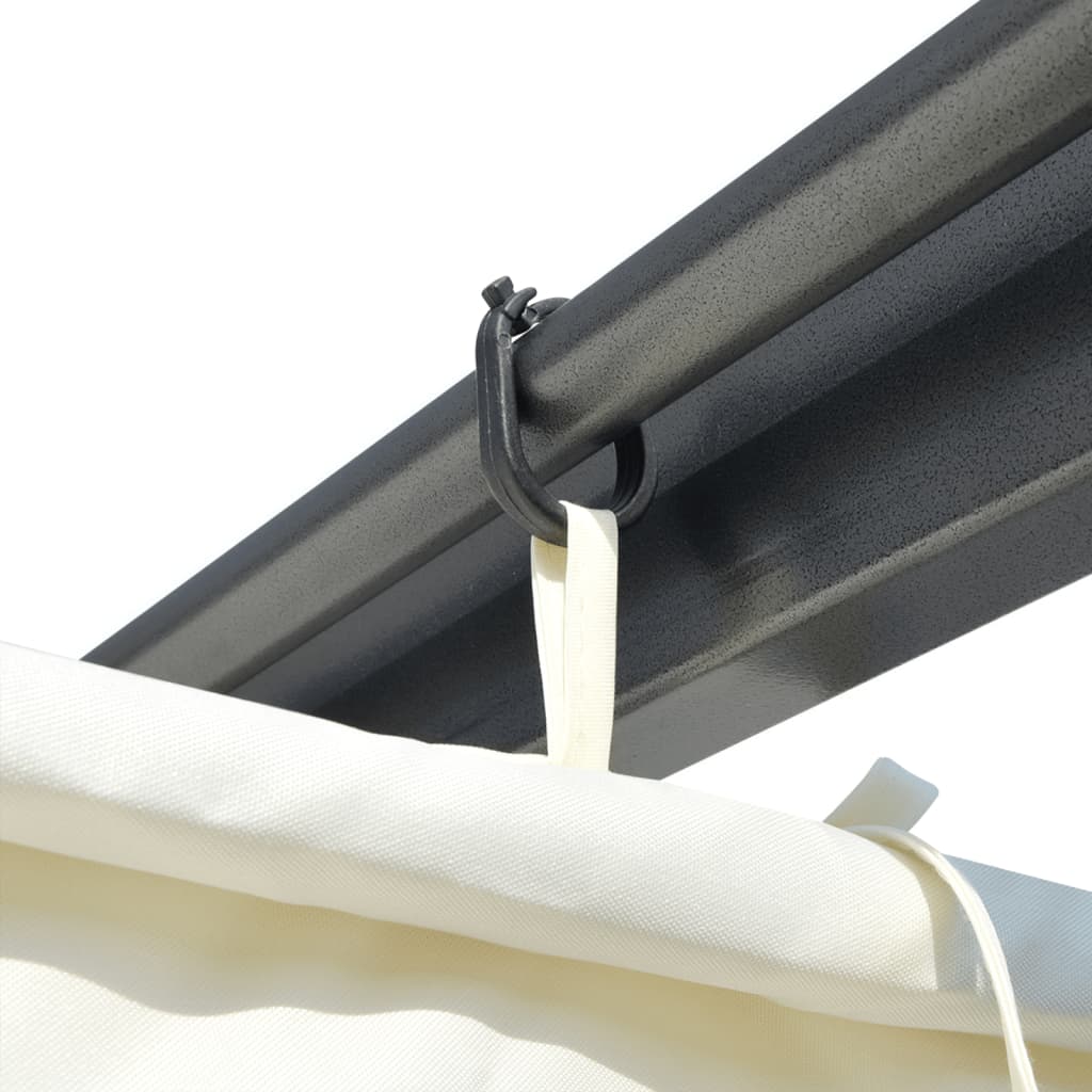 Pergola so zaťahovacou strechou krémovo-biela 3x3 m oceľová