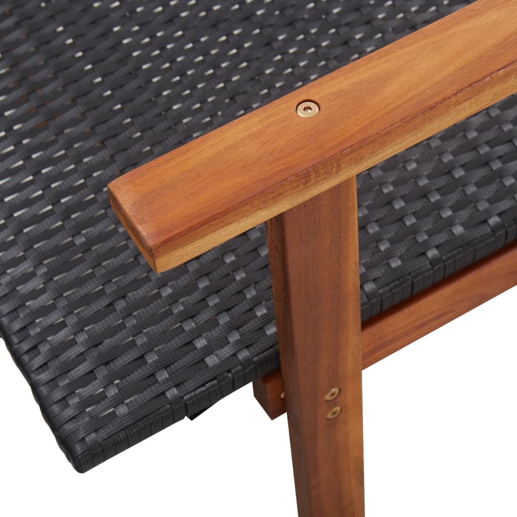 Záhradné Ležadlo Čierne Polyratan A Akáciový Masív