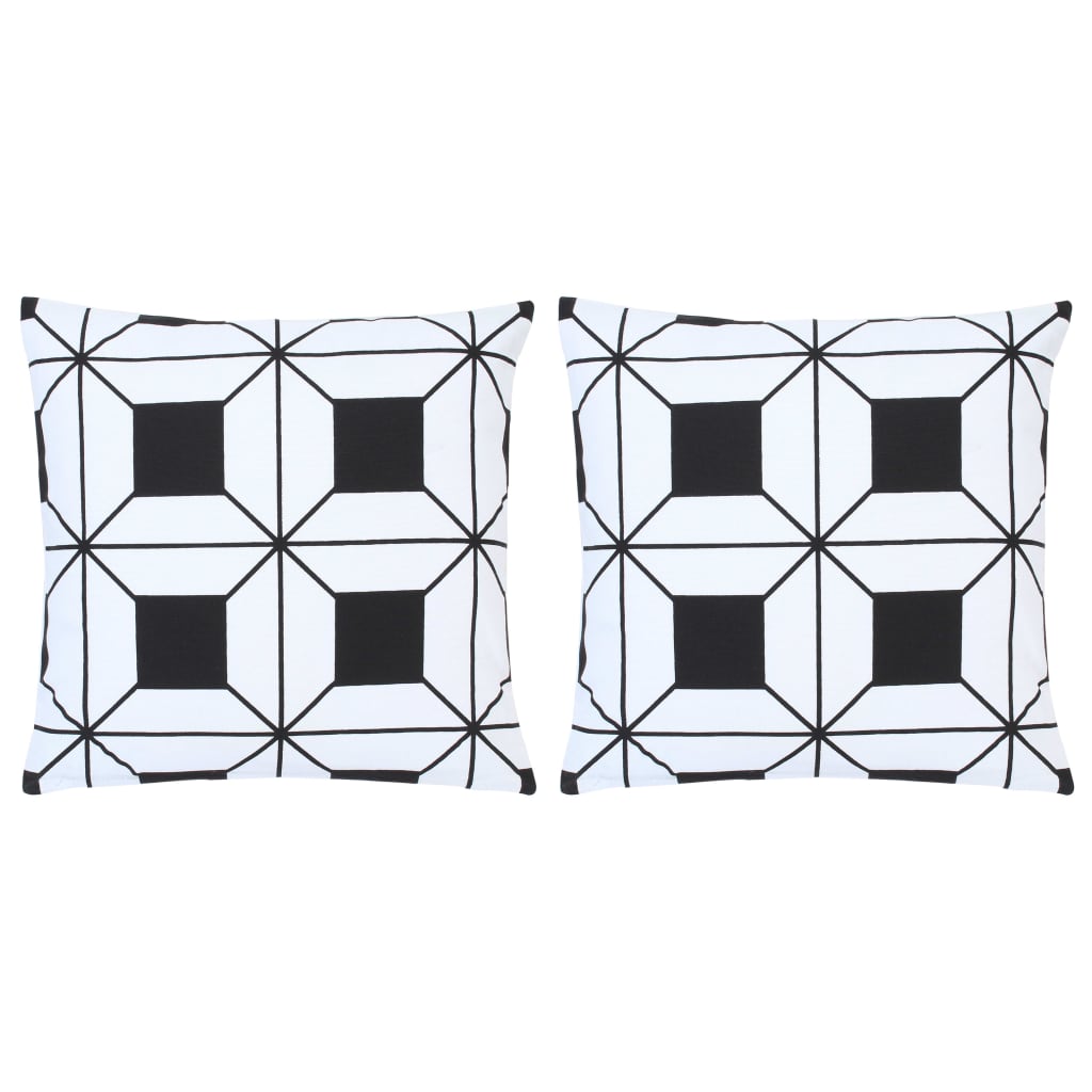 Vankúše 2 Ks Čierno-Biele 40X40 Cm Bavlna S Potlačou