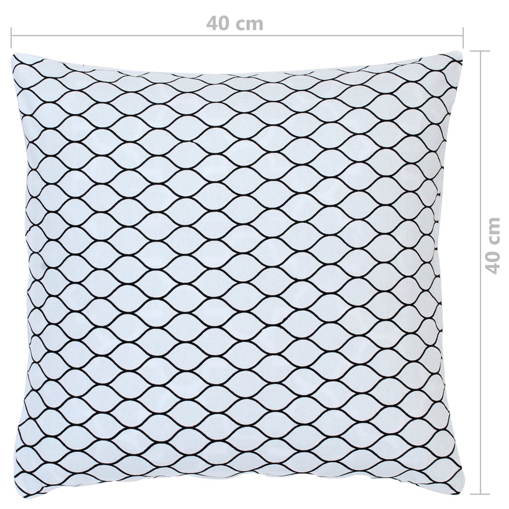 Vankúše 2 Ks Čierno-Biele 40X40 Cm Bavlna S Potlačou