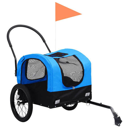 Vozík pre domáce zvieratá na bicykel/beh 2-v-1, modro čierny