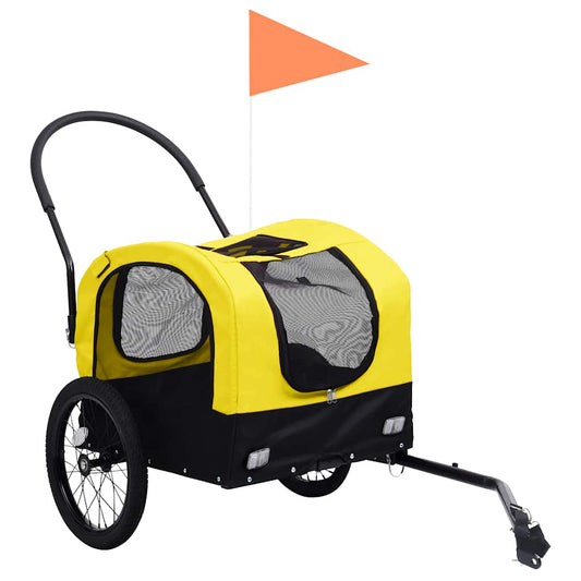 Vozík pre domáce zvieratá na bicykel/beh 2-v-1, žlto čierny