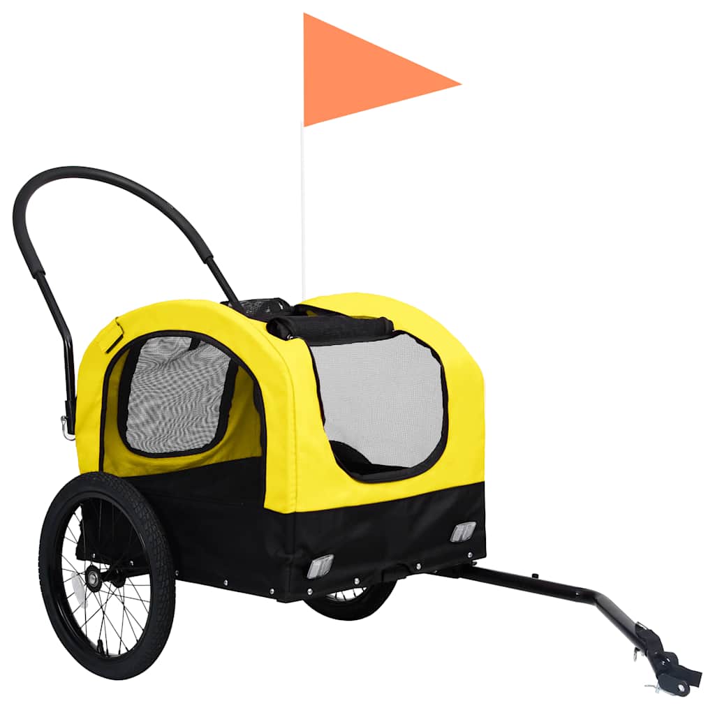 Vozík pre domáce zvieratá na bicykel/beh 2-v-1, žlto čierny