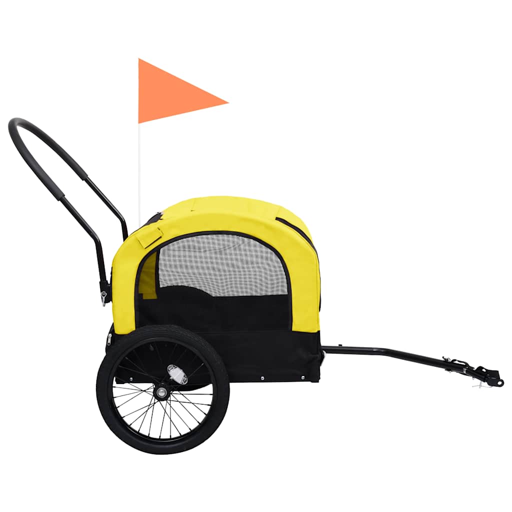 Vozík pre domáce zvieratá na bicykel/beh 2-v-1, žlto čierny