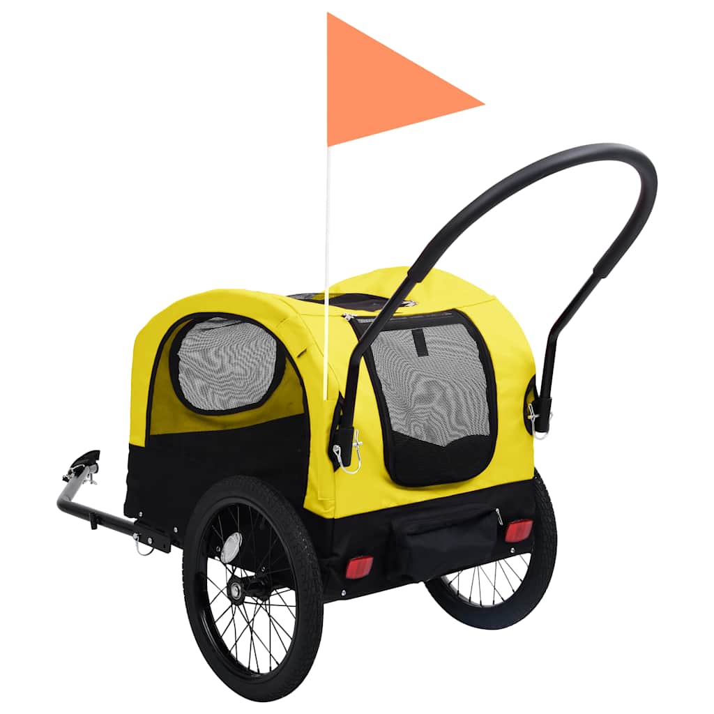 Vozík pre domáce zvieratá na bicykel/beh 2-v-1, žlto čierny