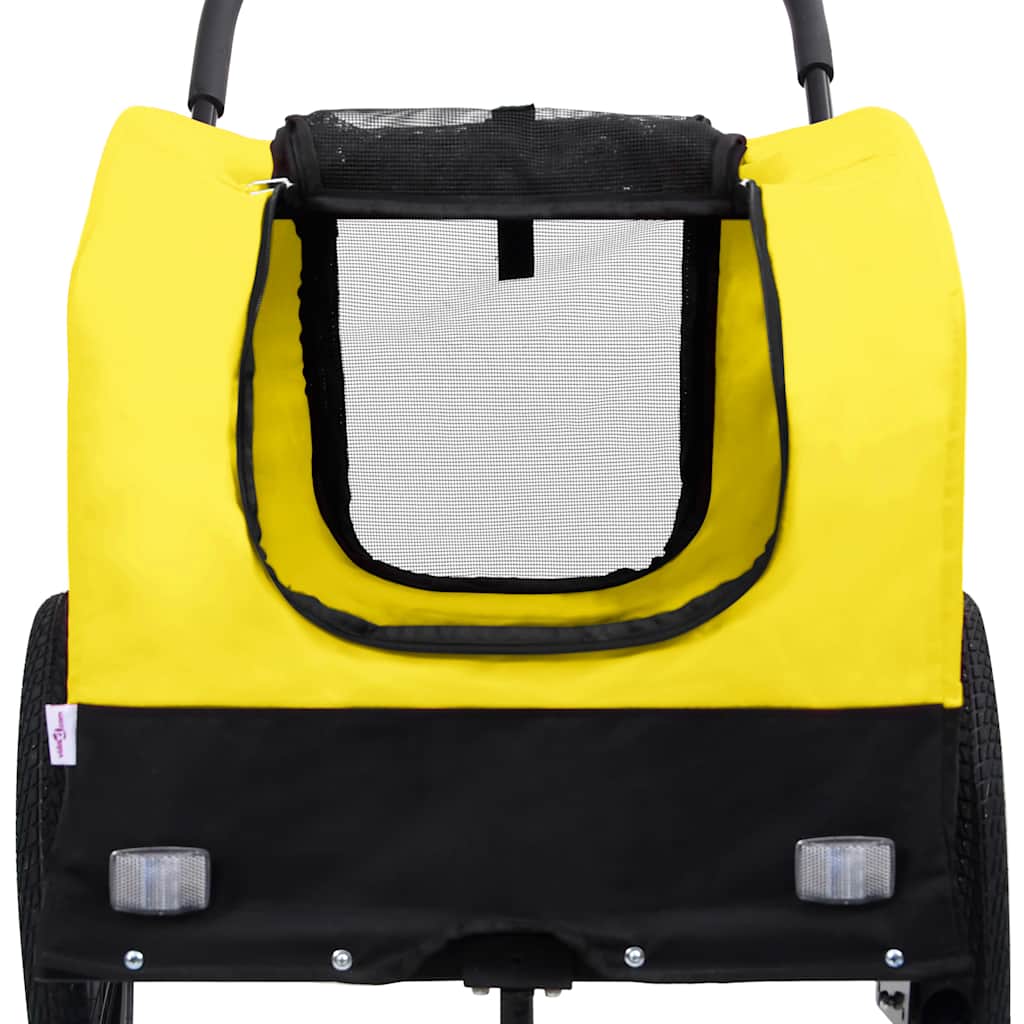 Vozík pre domáce zvieratá na bicykel/beh 2-v-1, žlto čierny