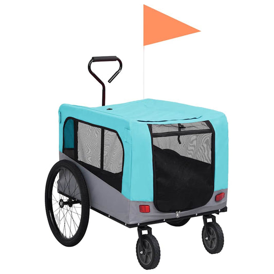 Vozík pre domáce zvieratá na bicykel/beh 2-v-1, modro sivý