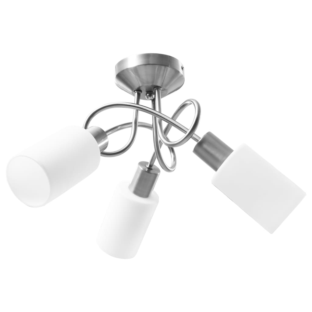 Stropná Lampa+Keramické Tienidlá Na 3 Žiarovky E14, Biely