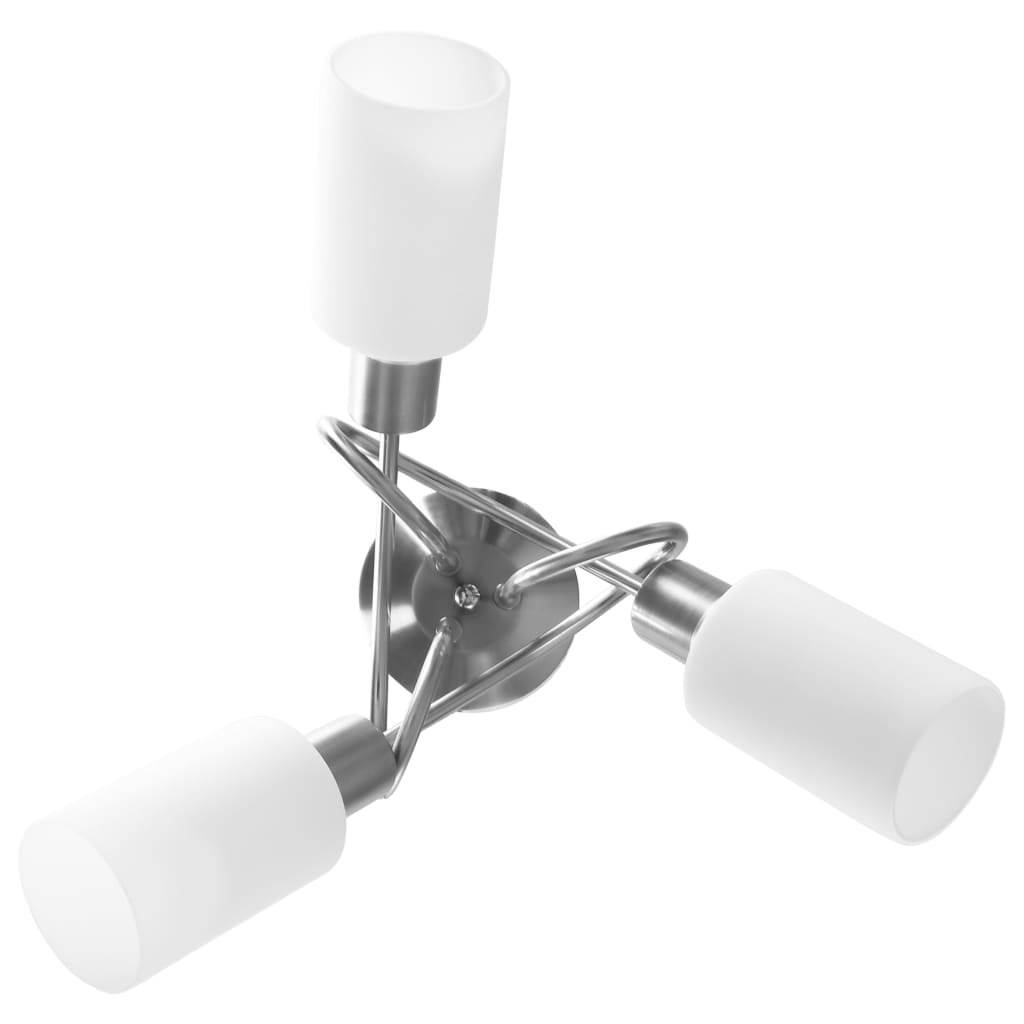 Stropná Lampa+Keramické Tienidlá Na 3 Žiarovky E14, Biely