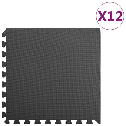 Podložky puzzle 12 ks 4,32㎡ EVA pena čierne