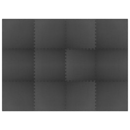 Podložky puzzle 12 ks 4,32㎡ EVA pena čierne