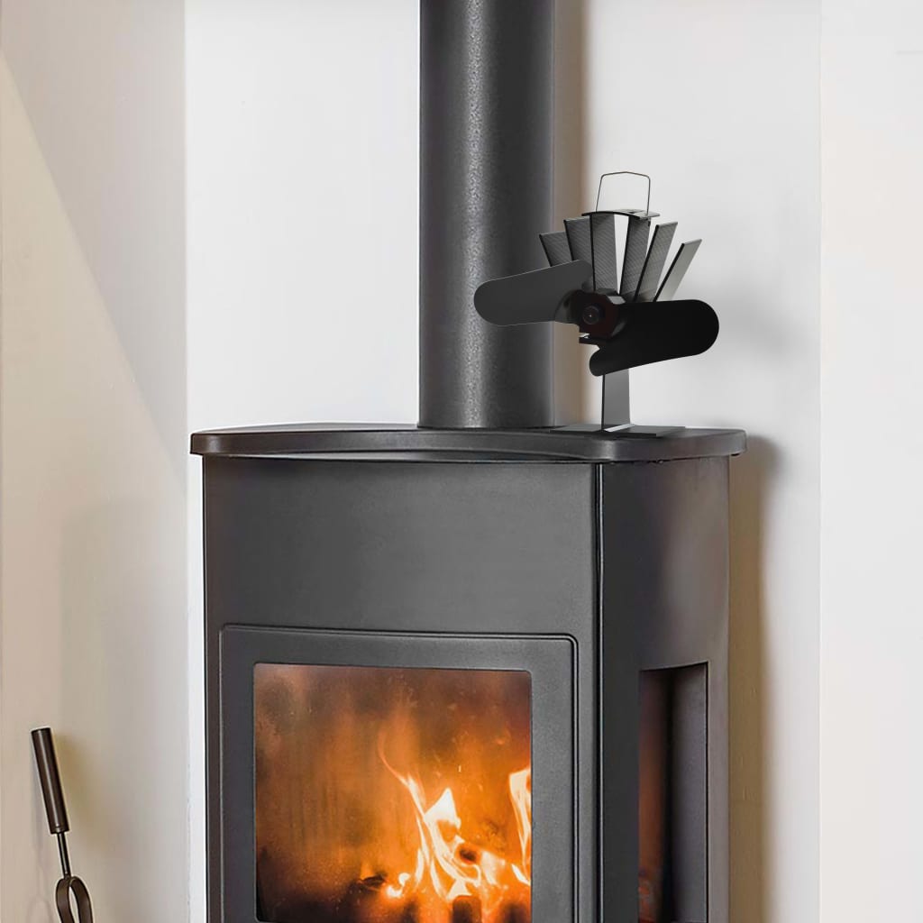 Teplom Poháňaný Ventilátor Na Krb S 2 Lopatkami Čierny