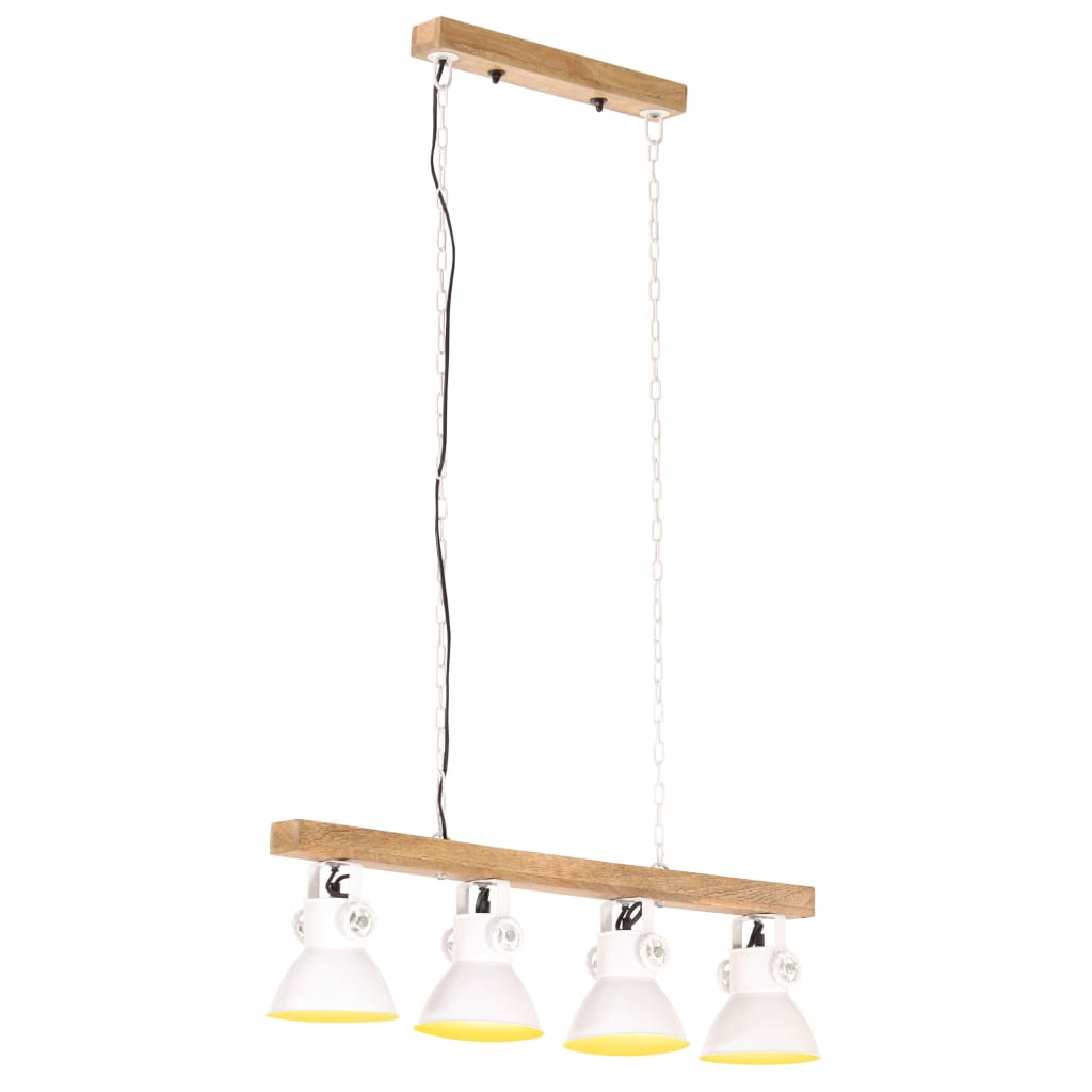 Industriálna stropová lampa biela E27 mangovníkové drevo