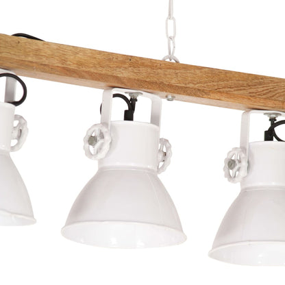 Industriálna stropová lampa biela E27 mangovníkové drevo