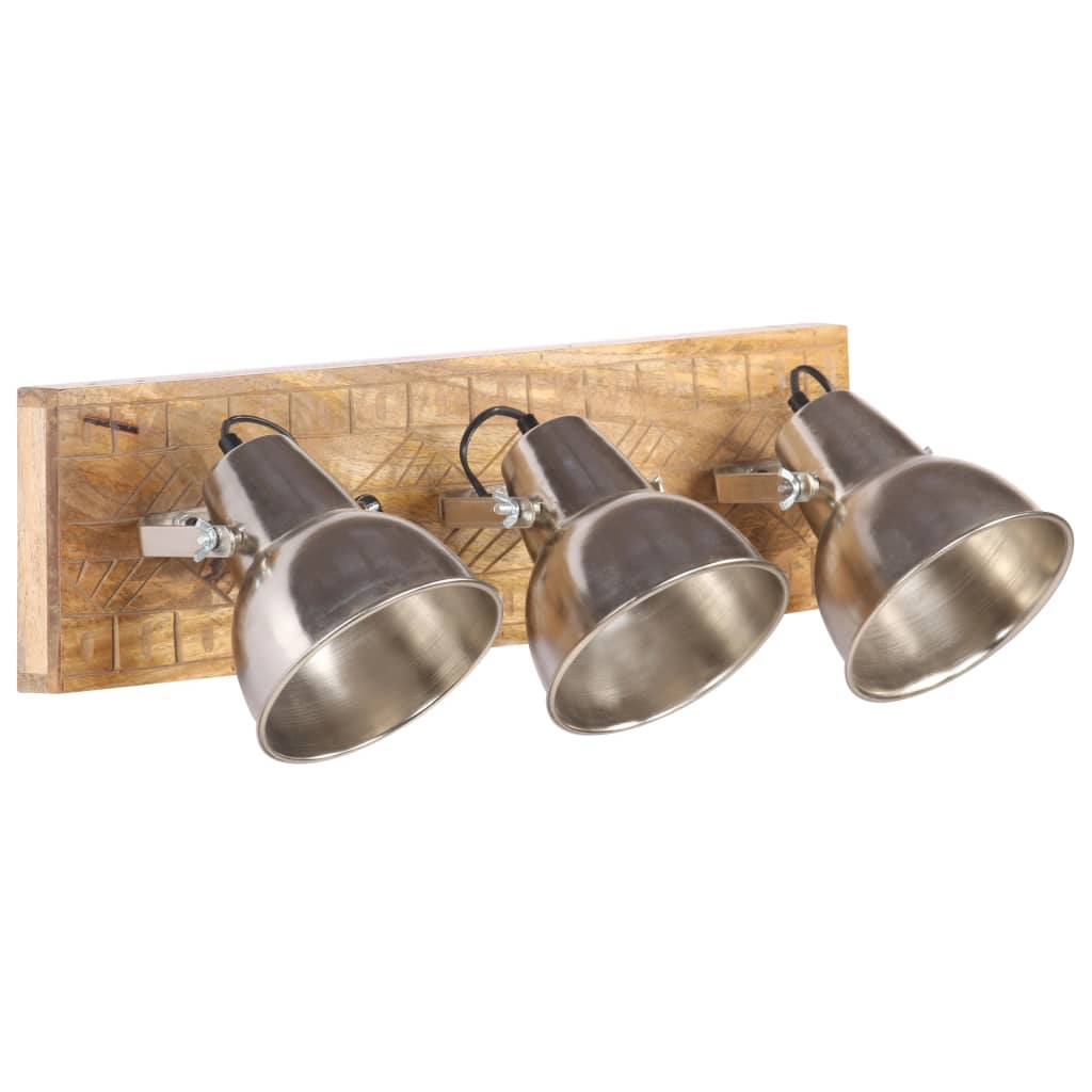 Industriálna Nástenná Lampa Strieborná 70X23 Cm E27 Mangovník