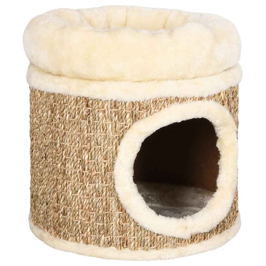Domček pre mačky s luxusným vankúšom 33 cm, morská tráva