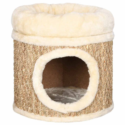 Domček pre mačky s luxusným vankúšom 33 cm, morská tráva
