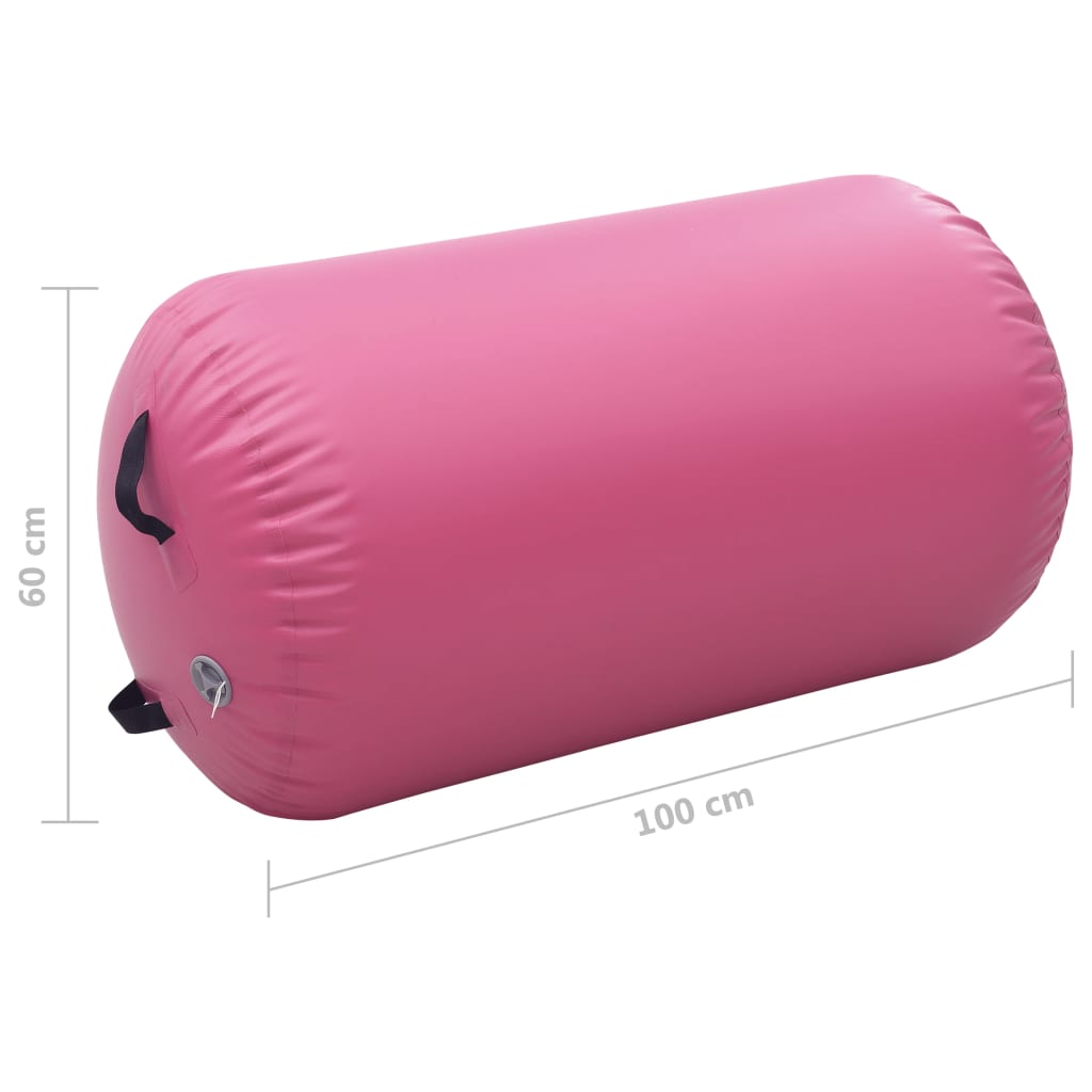 Nafukovací gymnastický valec s pumpou 100x60 cm PVC ružový