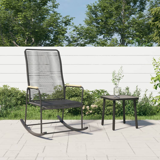 Záhradné hojdacie kreslo čierne 59x79,5x104 cm PVC ratan