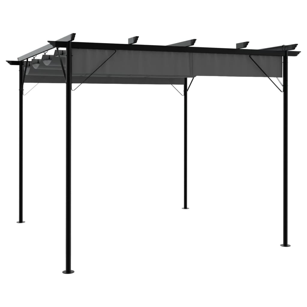 Pergola So Zaťahovacou Strechou 3X3 M Oceľ 180 G/M²