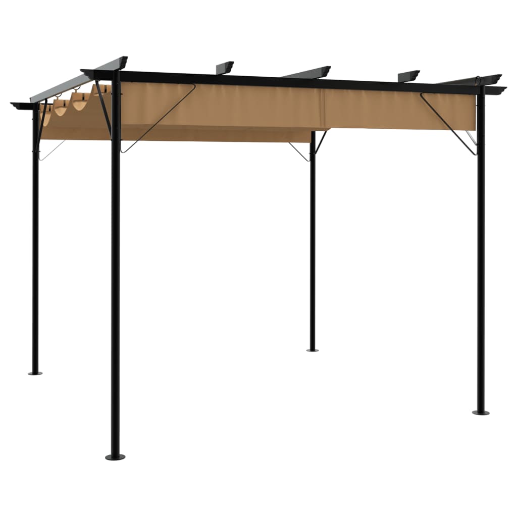 Pergola So Zaťahovacou Strechou 3X3 M Oceľ 180 G/M²