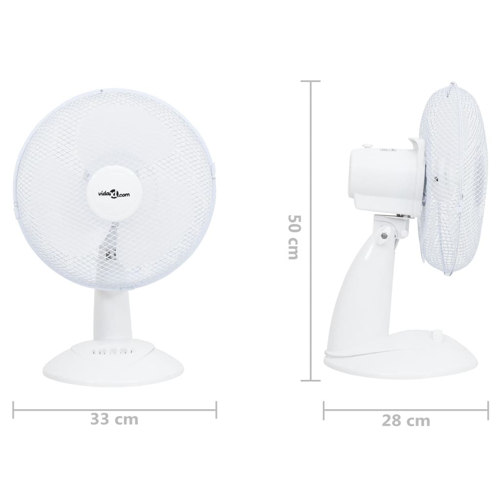 Stolný ventilátor 3 rýchlosti 30 cm 40 W biely