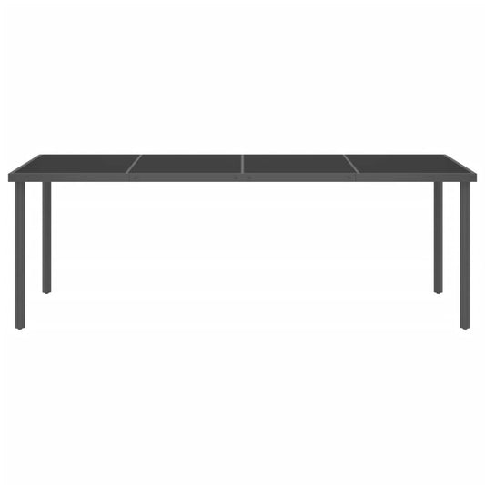 Vonkajší jedálenský stôl antracitový 220x90x75 cm oceľ a sklo