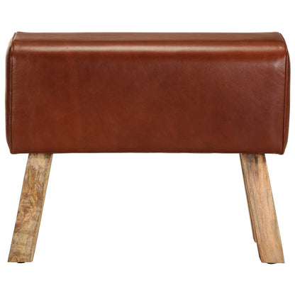 Gymnastická lavica 58 cm, hnedá, pravá koža a mangový masív