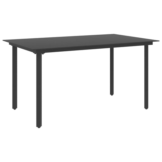 Záhradný jedálenský stôl čierny 150x80x74 cm oceľ a sklo