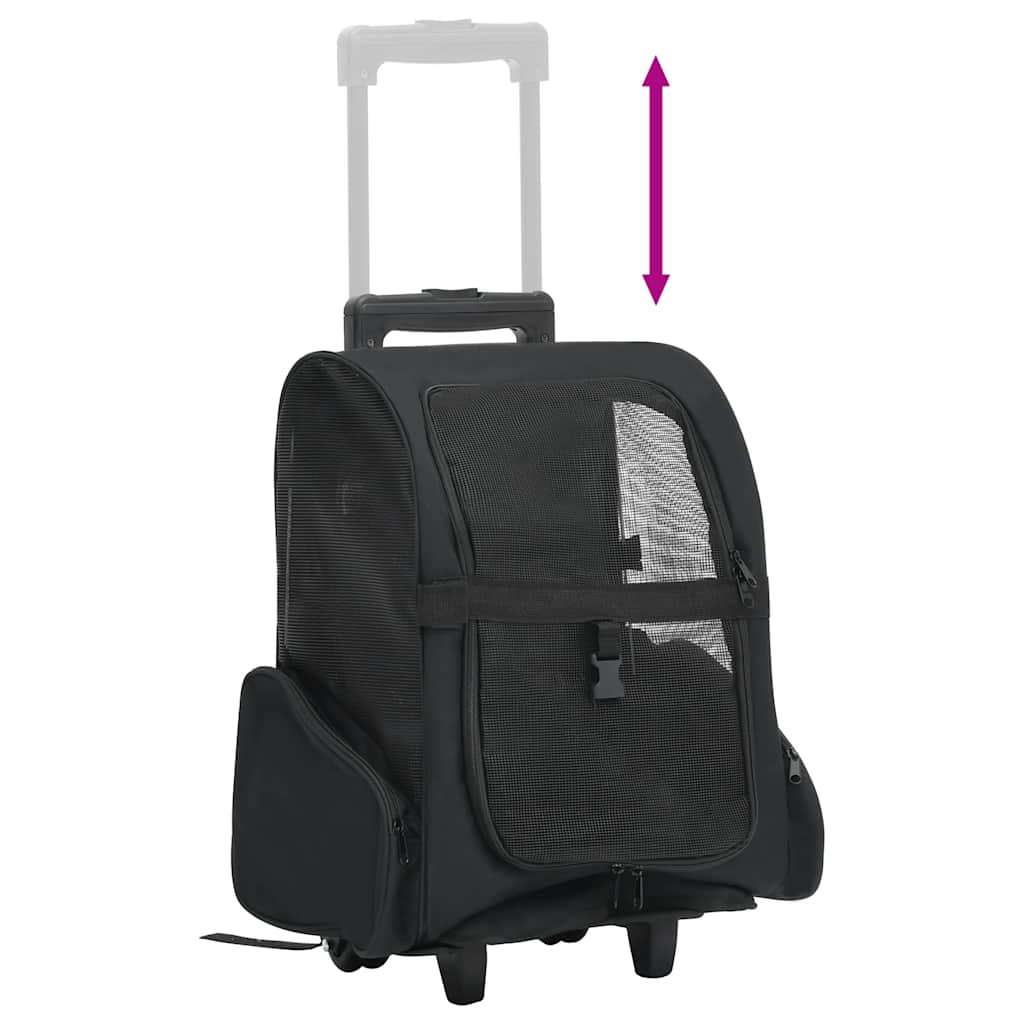 Skladací viacúčelový vozík pre domáce zvieratá čierny