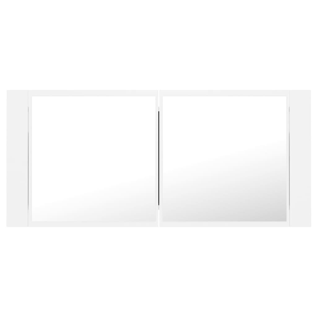 Kúpeľňová skrinka s LED a zrkadlom, biela 100x12x45 cm, akryl