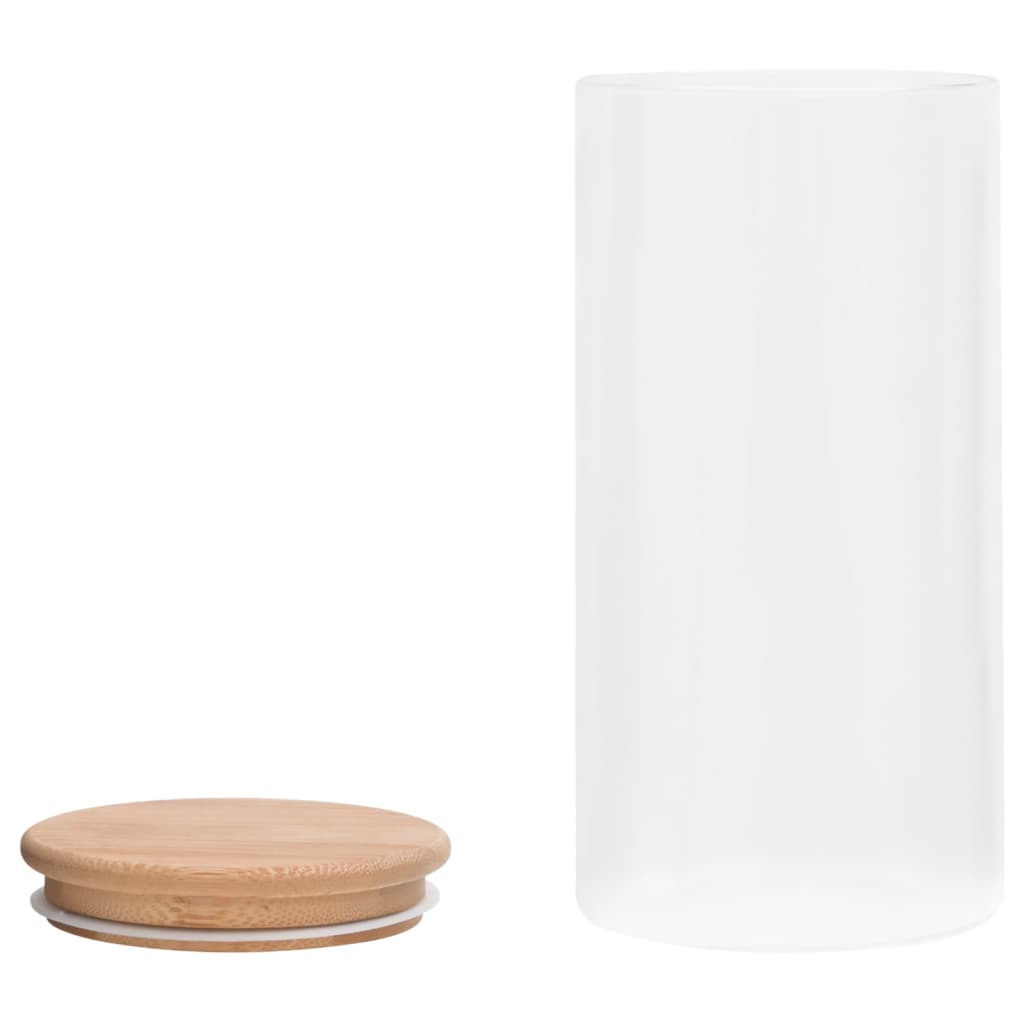 Skladovacie Sklenené Poháre S Bambusovými Viečkami 4 Ks