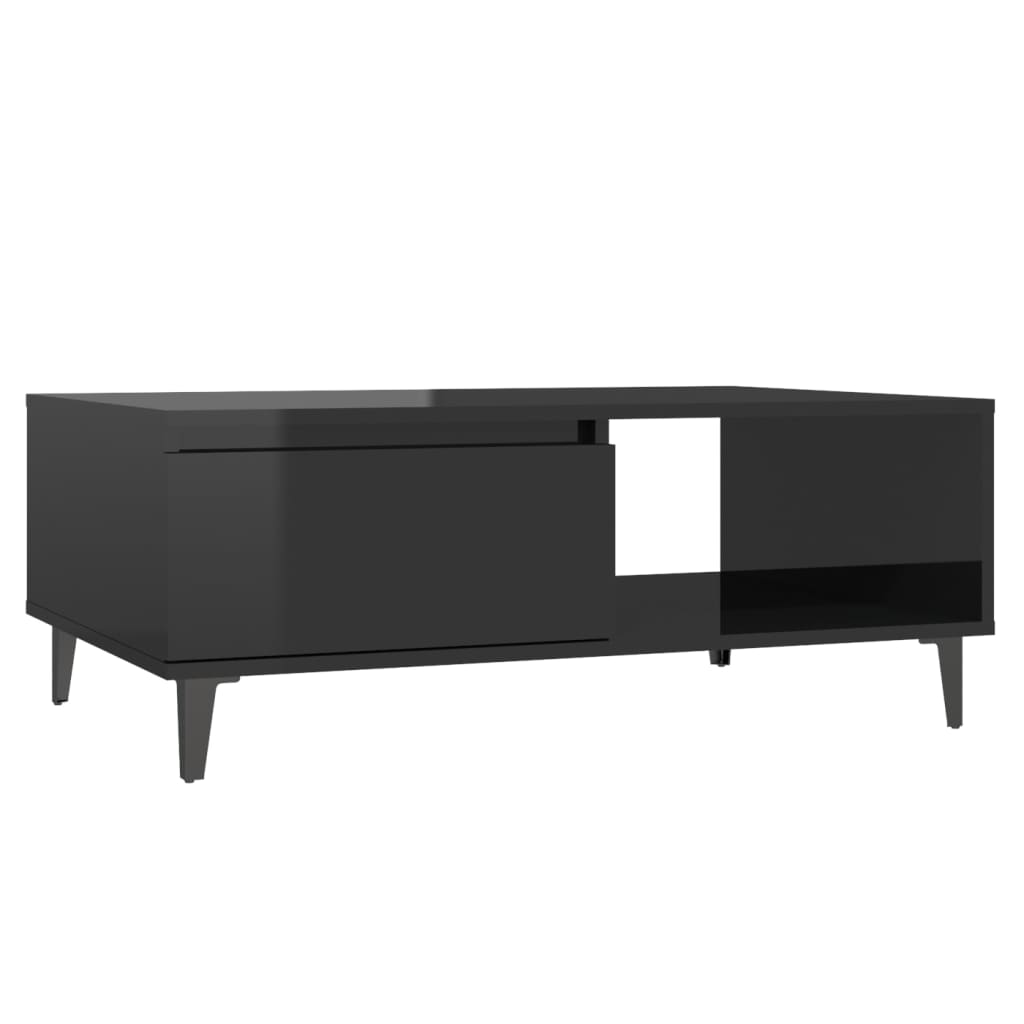 Konferenčný stolík lesklý čierny 90x60x35 cm drevotrieska
