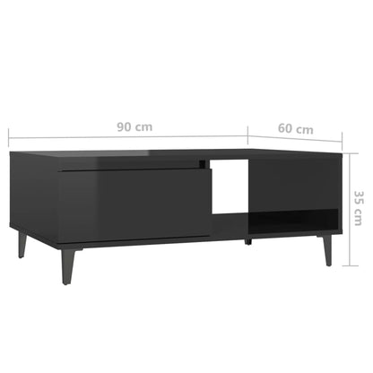 Konferenčný stolík lesklý čierny 90x60x35 cm drevotrieska
