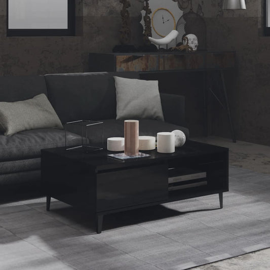 Konferenčný stolík lesklý čierny 90x60x35 cm drevotrieska