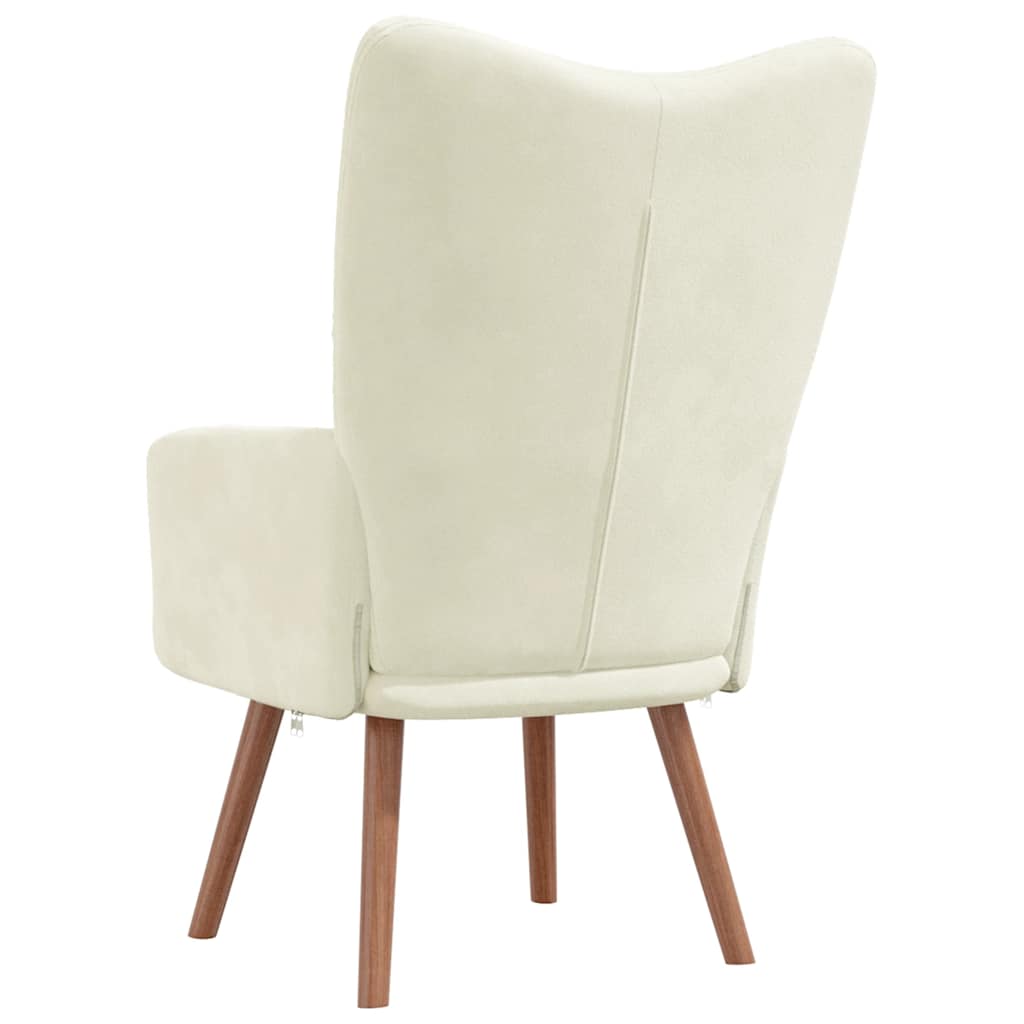 Relaxačné Kreslo Krémovo-Biele Zamat