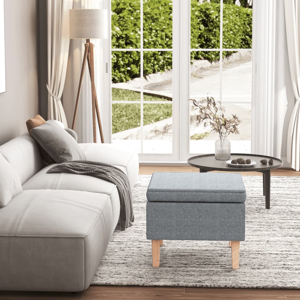 Taburetka S Drevenými Nohami Tmavošedá Látková