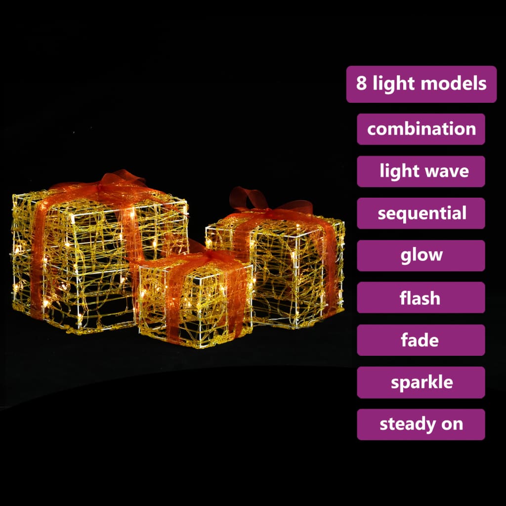 Dekoratívne Akrylové Darčekové Krabičky 3 Ks Teplé Biele