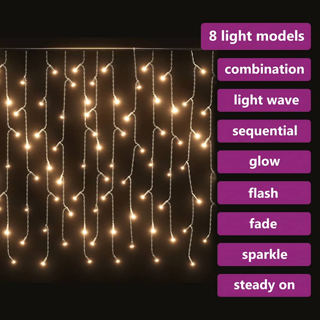 Led Záclonové Svetlá Cencúle 10 M 400 Led 8 Funkcií