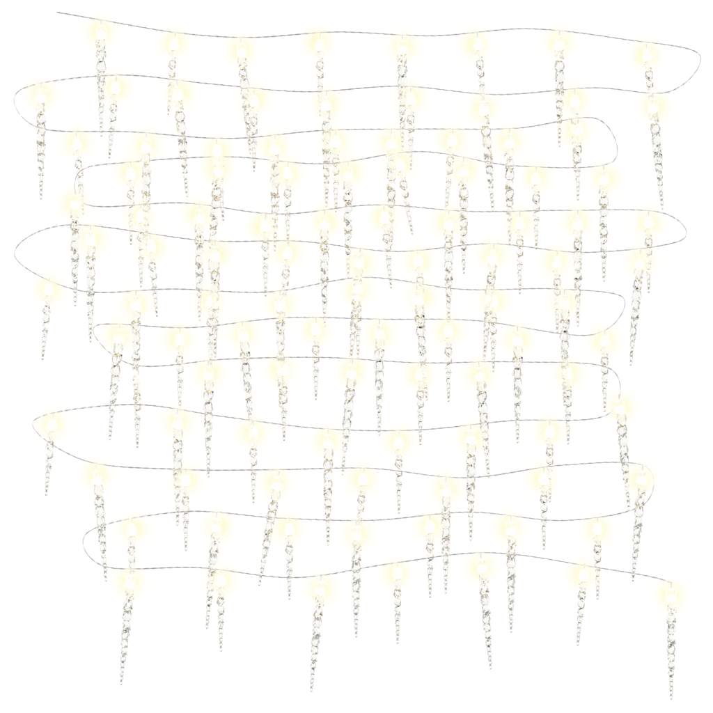 Vianočná Reťaz Cencúle 40 Ks Teplé Biele Akryl Diaľkový Ovládač