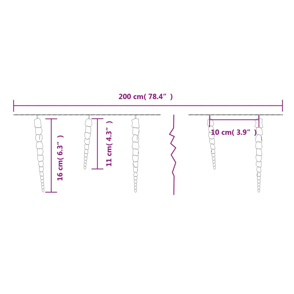 Vianočná Reťaz Cencúle 40Ks Studené Biele Akryl Ovládač