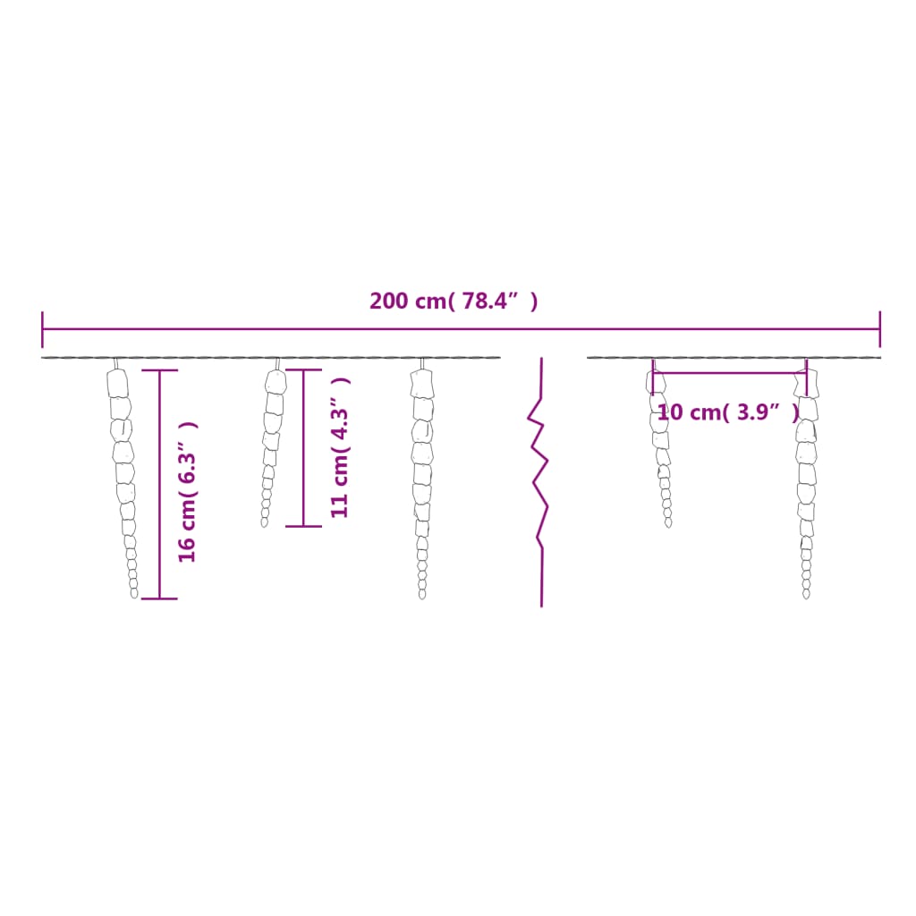 Vianočná Reťaz Cencúle 40 Ks Modré Akryl Diaľkový Ovládač