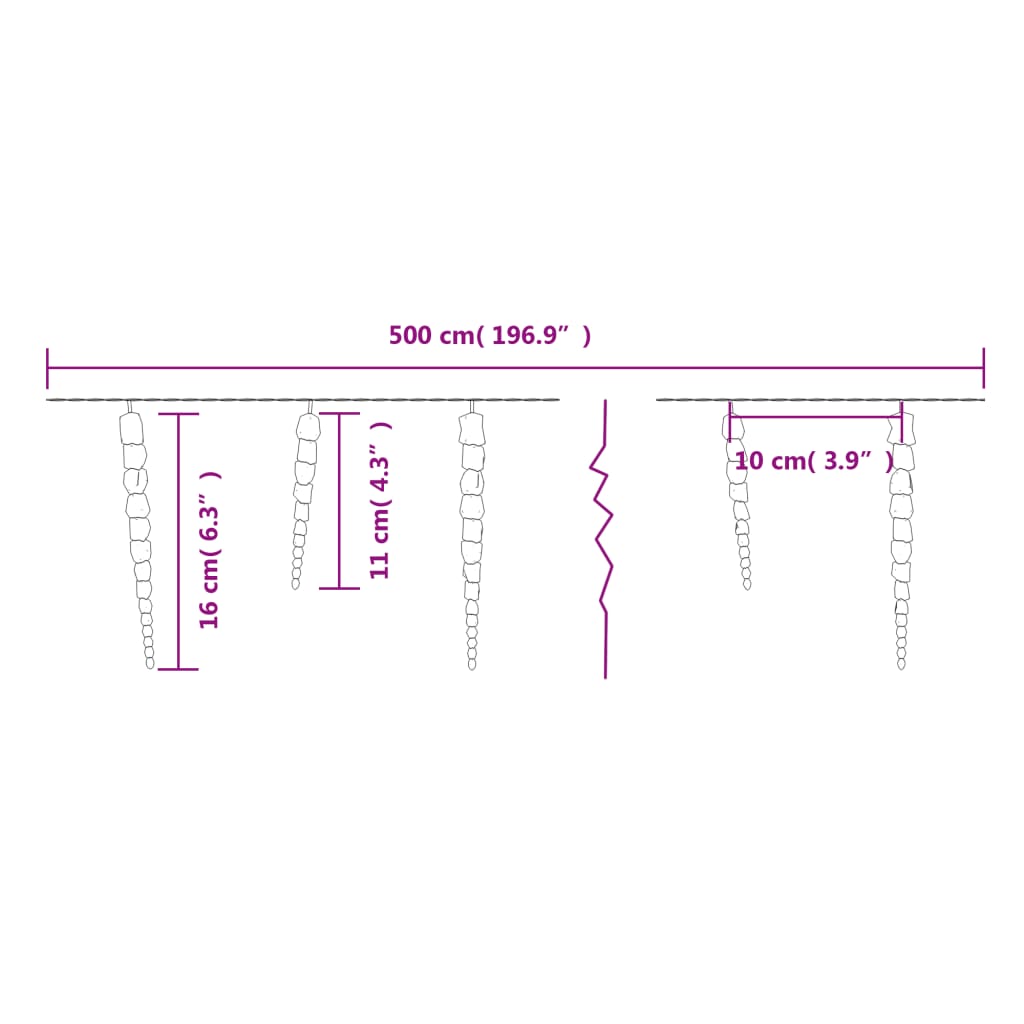 Vianočné Svetelné Cencúle 200 Ks, Modré, Akryl