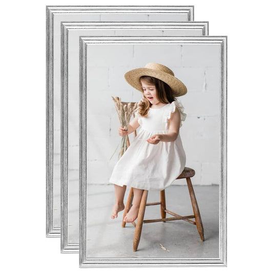 Fotorámiky na stôl, koláž 3 ks, strieborné 10x15 cm, MDF