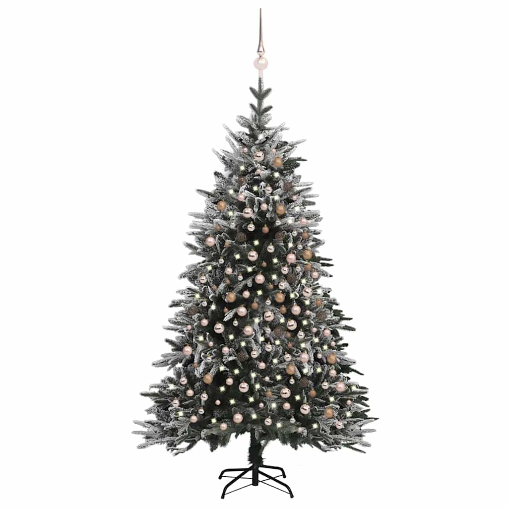 Umelý Vianočný Stromček S Led, Sadou Gúľ A Snehom 120Cm Pvc+Pe